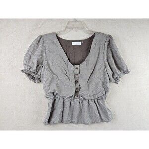 Heatherly Women's Gingham Peasant Top Size M